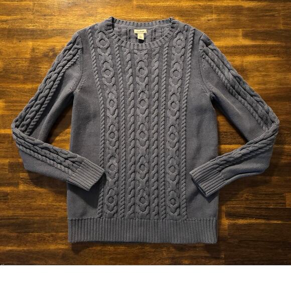 L.L. Bean Sweaters - LL Bean Women's Medium Sweater Cable Knit 100% Cotton Pullover Crewneck